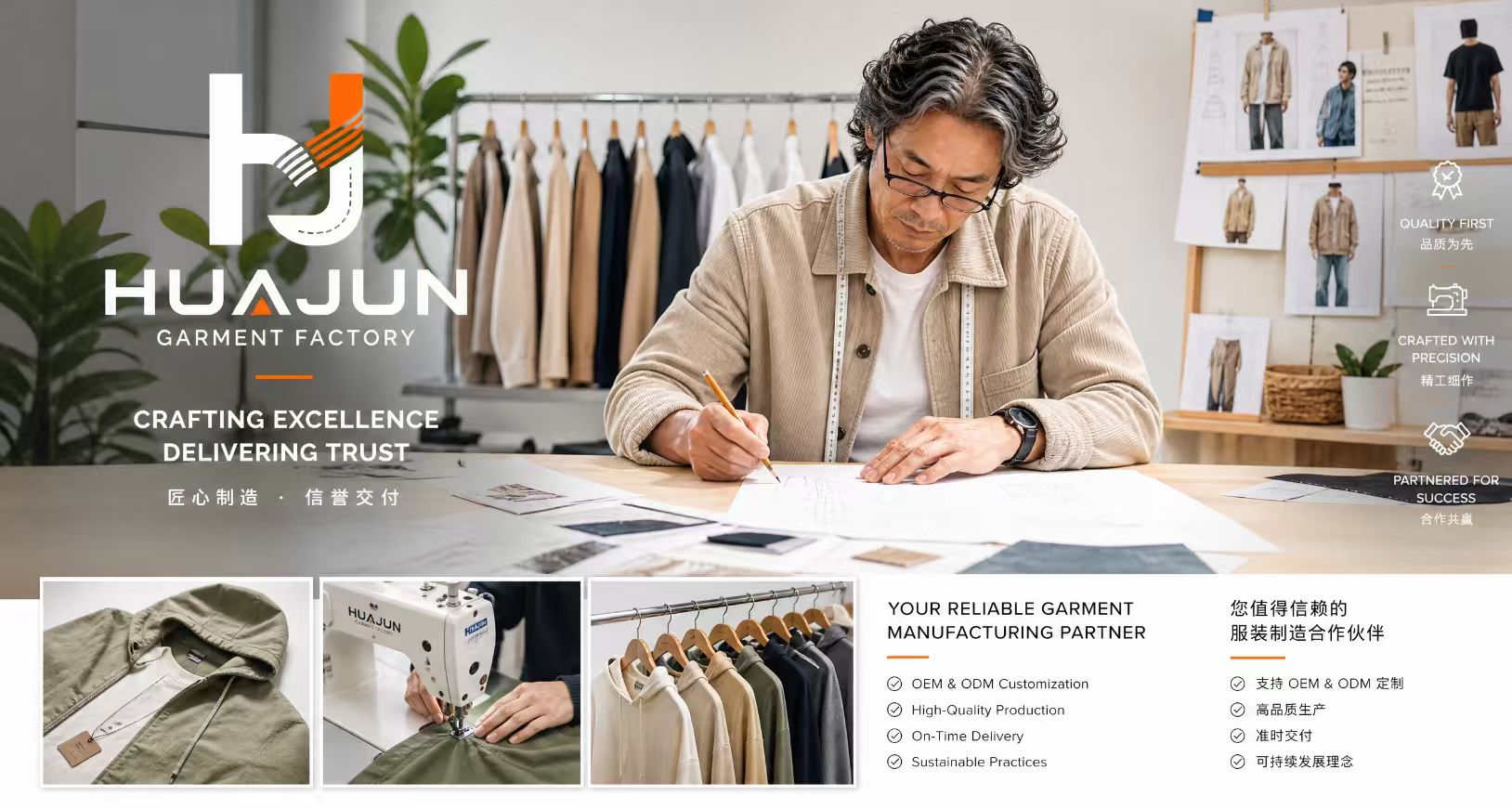 HUAJUN garment factory: design, sewing and OEM / ODM customization