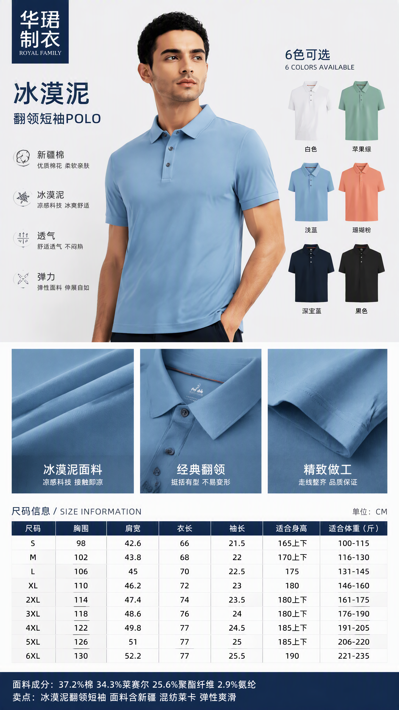 Cotton–Lyocell Stretch Polo