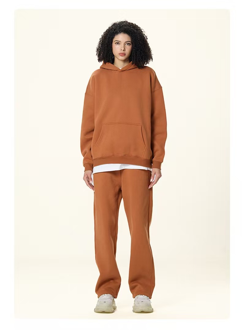 350g hoodie fleece sweatshirt set