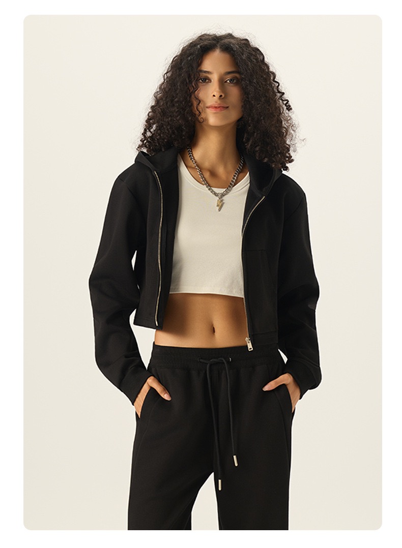 Open-waisted sweatshirt zip coat